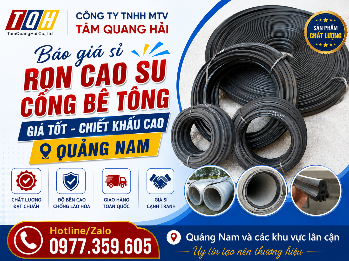 Báo giá sỉ ron cao su cống bê tông Quảng Nam