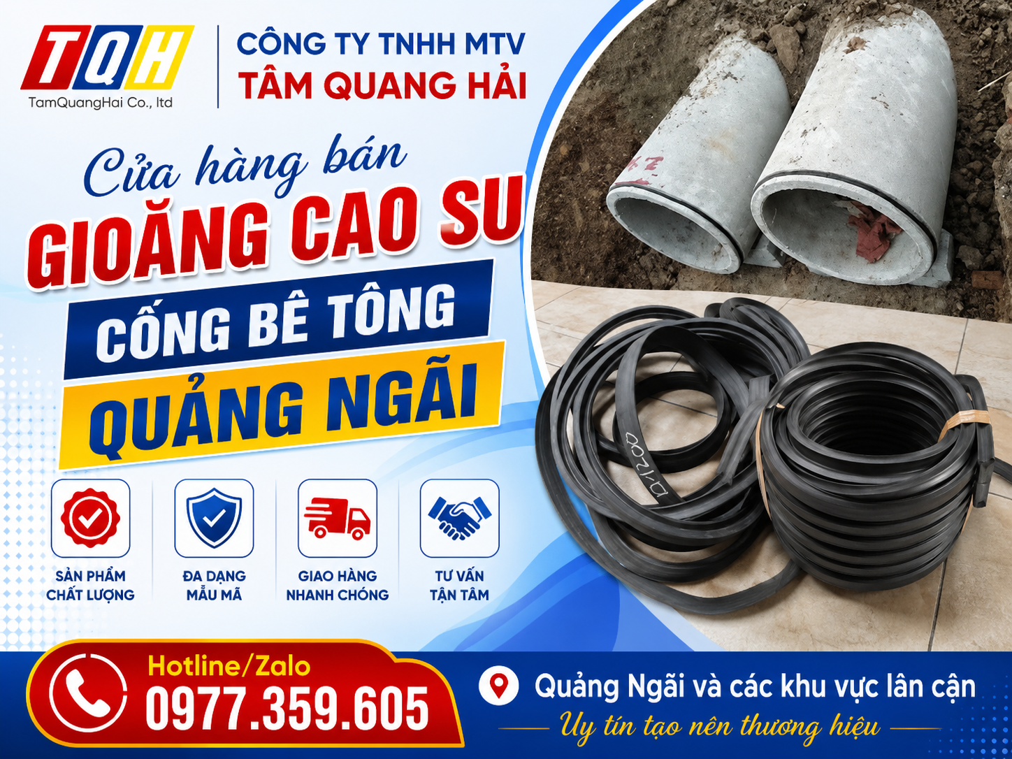 Cửa hàng bán gioăng cao su cống bê tông Quảng Ngãi