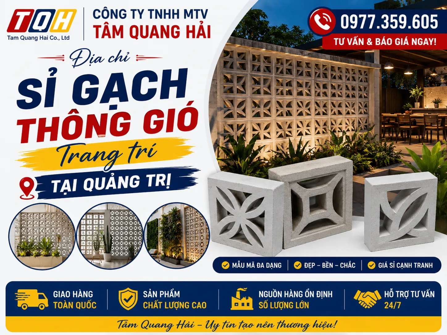 Địa chỉ sỉ gạch thông gió trang trí tại Quảng Trị