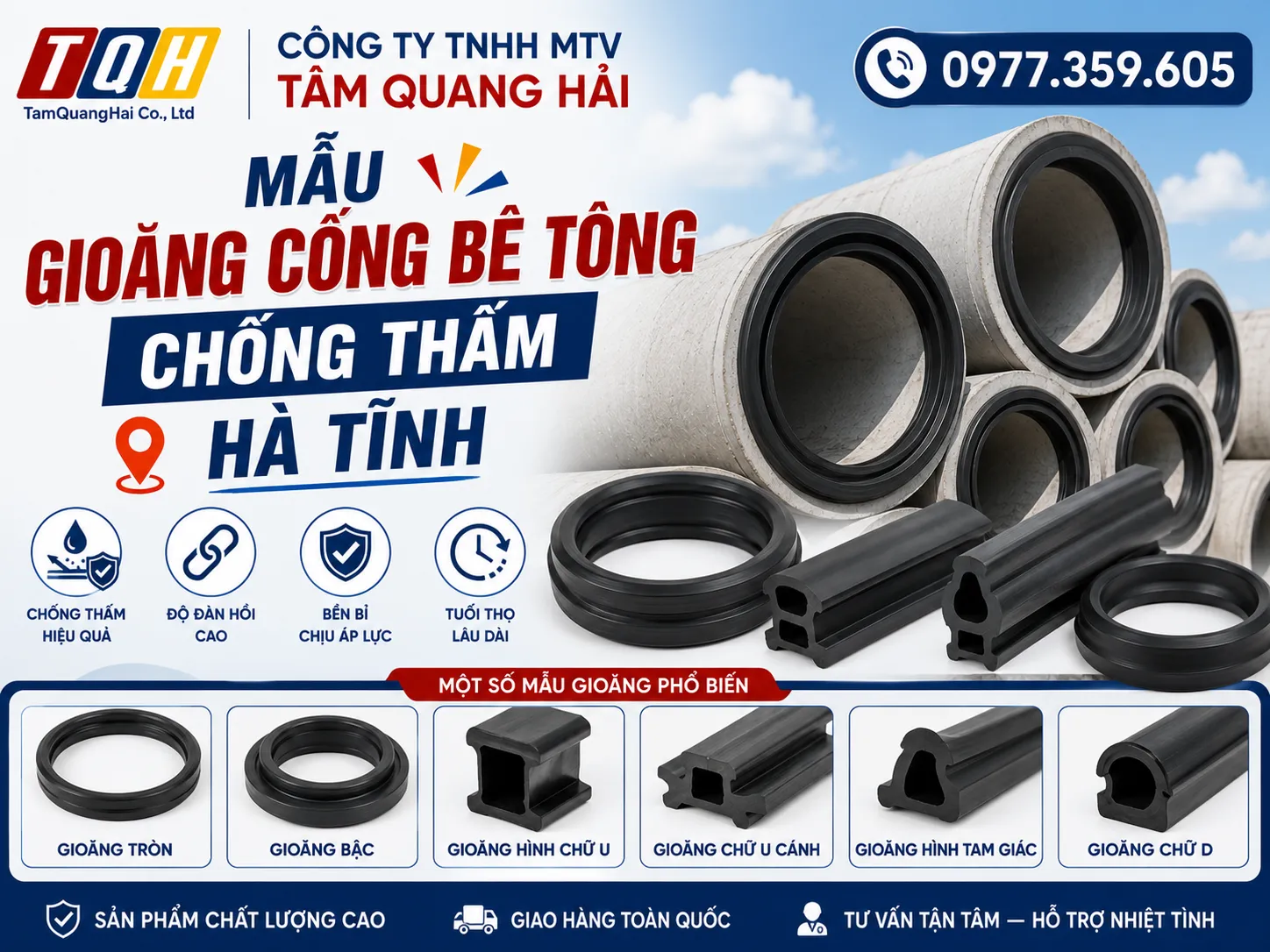 Mẫu gioăng cống bê tông chống thấm Hà Tĩnh