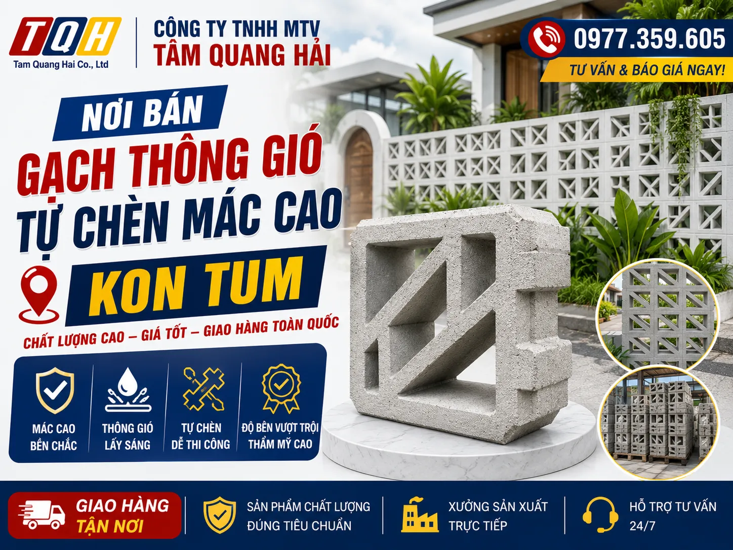 Nơi bán gạch thông gió tự chèn mác cao Kon Tum