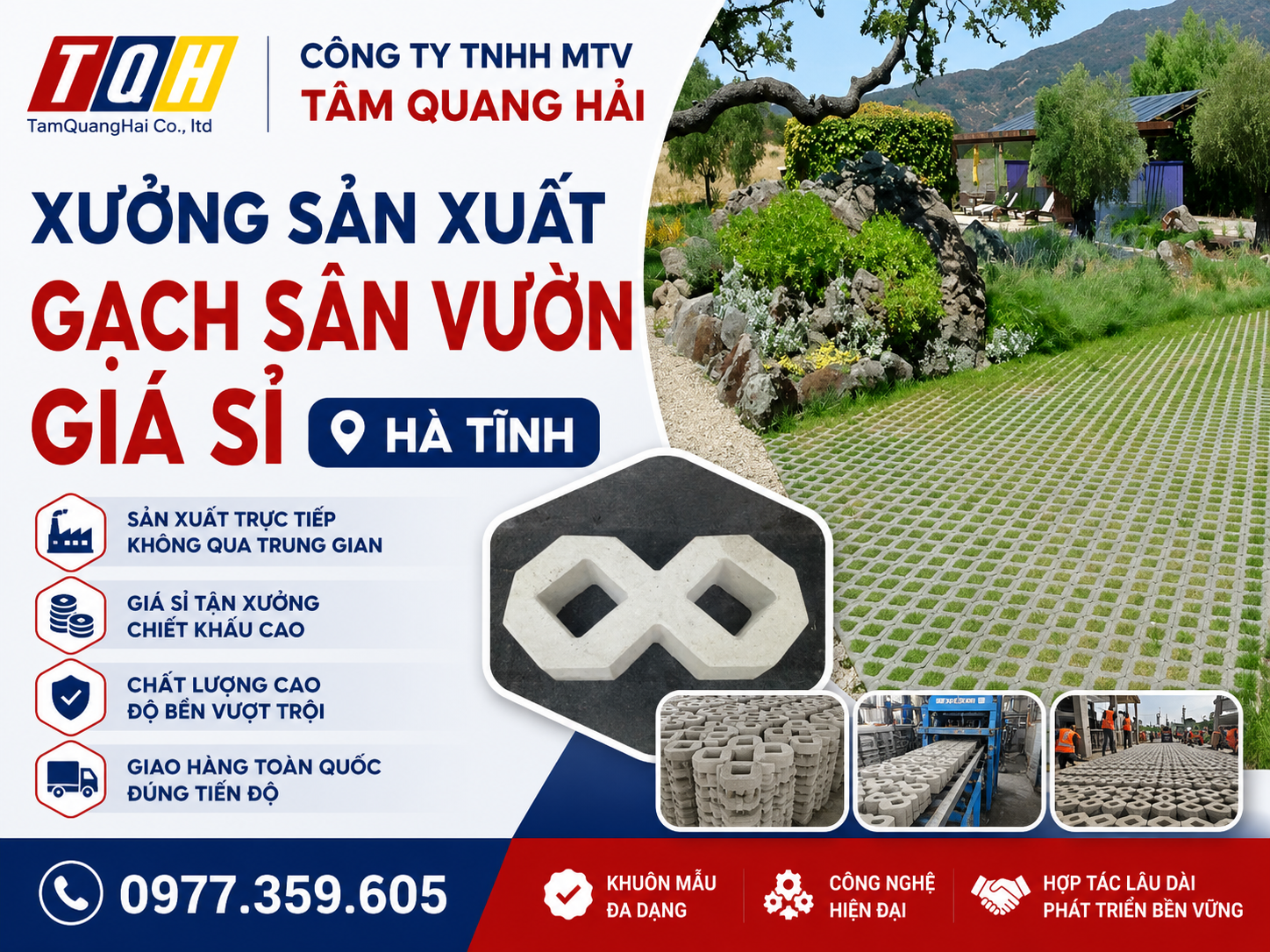 Xưởng sản xuất gạch sân vườn giá sỉ Hà Tĩnh